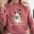 Ghost Reading Book Coquette Bow Halloween Girl Kid Teacher Comfort Colors Sweatshirt Orchid