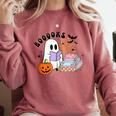 Ghost Reading Halloween Women Teacher Book Lover Comfort Colors Sweatshirt Orchid Ghost Reading Halloween Women Teacher Book Lover Comfort Colors Sweatshirt Orchid