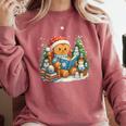 Gingerbread Reading Book Lovers Christmas Bookworm Librarian Comfort Colors Sweatshirt Orchid