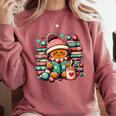 Gingerbread Reading Book Lovers Christmas Bookworm Librarian Premium Comfort Colors Sweatshirt Orchid