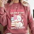 Girl Who Loves Cats And Books Cute Comfort Colors Sweatshirt Orchid Girl Who Loves Cats And Books Cute Comfort Colors Sweatshirt Orchid