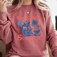 Girl Reading Book Summer Beach Vacation For Book Lover Comfort Colors Sweatshirt Orchid