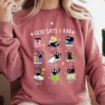 God Says I Am Cat Book Lover Christian Cute Jesus Girls Kids Comfort Colors Sweatshirt Orchid God Says I Am Cat Book Lover Christian Cute Jesus Girls Kids Comfort Colors Sweatshirt Orchid