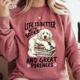 Great Pyrenees Dog Breed Life Is Better With Books And Great Comfort Colors Sweatshirt Orchid
