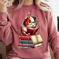 Guinea Pig Reading Books Matching Bookworm Readers Librarian Comfort Colors Sweatshirt Orchid