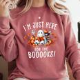Halloween Book Lover Ghost Witch Books & Pumpkins Comfort Colors Sweatshirt Orchid Halloween Book Lover Ghost Witch Books & Pumpkins Comfort Colors Sweatshirt Orchid