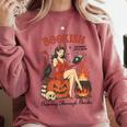 Halloween Bookish Witchy Book Club Hot Girls Read Comfort Colors Sweatshirt Orchid