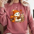 Halloween Ghost Reading Book Lovers Coffee Girl Women Comfort Colors Sweatshirt Orchid