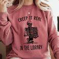 Halloween Skeleton Pun Book Lover Library Joke Comfort Colors Sweatshirt Orchid