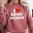 I Heart Book Nerds Book Readers Cute Comfort Colors Sweatshirt Orchid
