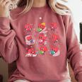 Hearts Reading Book Lovers All Booked For Valentine Comfort Colors Sweatshirt Orchid