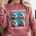 Hedgehog Love Reading And Hedgehogs Child Book Lover Comfort Colors Sweatshirt Orchid