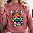 Highland Cow Book Floral Bookworm Comfort Colors Sweatshirt Orchid Highland Cow Book Floral Bookworm Comfort Colors Sweatshirt Orchid
