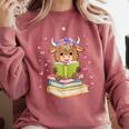 Highland Cow Reading Book Floral Bookworm Comfort Colors Sweatshirt Orchid Highland Cow Reading Book Floral Bookworm Comfort Colors Sweatshirt Orchid