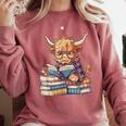 Highland Cow Reading Book Librarian Library Comfort Colors Sweatshirt Orchid Highland Cow Reading Book Librarian Library Comfort Colors Sweatshirt Orchid