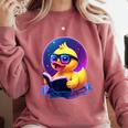 Humor Rubber Duck Reading Book Comfort Colors Sweatshirt Orchid