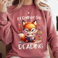 I'd Rather Be Reading Cute Fox Book Lover Reader Bookworm Comfort Colors Sweatshirt Orchid