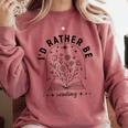 I’d Rather Be Reading Minimal Book Lover Arch Comfort Colors Sweatshirt Orchid