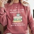 I'm Just a Girl Who Loves To Drink Coffee And Read Books Comfort Colors Sweatshirt Orchid I'm Just a Girl Who Loves To Drink Coffee And Read Books Comfort Colors Sweatshirt Orchid