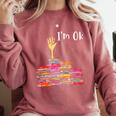 I'm Ok Books Boooks Lover Premium Tri-Blend Comfort Colors Sweatshirt Orchid