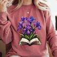 Irises Flowers Book Iris Floral Comfort Colors Sweatshirt Orchid