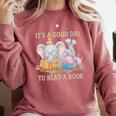 Its A Good Day To Read A Book Cute Pig & Elephant Adventure Comfort Colors Sweatshirt Orchid