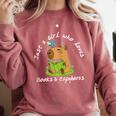Just a Girl Who Loves Books And Capybaras Comfort Colors Sweatshirt Orchid