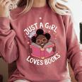 Just A Girl Who Loves Books Cute African American Afro Comfort Colors Sweatshirt Orchid Just A Girl Who Loves Books Cute African American Afro Comfort Colors Sweatshirt Orchid