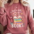 Just a Girl Who Loves Books Cute Book Lover Bookworm Comfort Colors Sweatshirt Orchid