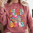 Just A Girl Who Loves Books Reading Cute Bookworm Girls Kids Comfort Colors Sweatshirt Orchid