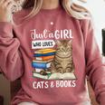 Just a Girl Who Loves Cats And Books Comfort Colors Sweatshirt Orchid Just a Girl Who Loves Cats And Books Comfort Colors Sweatshirt Orchid