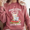 Just A Girl That Loves Cats And Books Cute Cat & Bookwork Comfort Colors Sweatshirt Orchid Just A Girl That Loves Cats And Books Cute Cat & Bookwork Comfort Colors Sweatshirt Orchid
