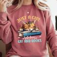 Just a Girl Who Loves Cats And Books Kitties Pet Art Lover Comfort Colors Sweatshirt Orchid Just a Girl Who Loves Cats And Books Kitties Pet Art Lover Comfort Colors Sweatshirt Orchid
