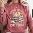Just A Girl Who Loves Cats And Books Reading Librarian Comfort Colors Sweatshirt Orchid Just A Girl Who Loves Cats And Books Reading Librarian Comfort Colors Sweatshirt Orchid