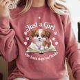 Just a Girl Who Loves Dogs And Books Cute Dog Comfort Colors Sweatshirt Orchid