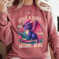 Just a Girl Who Loves Dragons And Books Dragon Comfort Colors Sweatshirt Orchid Just a Girl Who Loves Dragons And Books Dragon Comfort Colors Sweatshirt Orchid