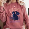 Just a Girl Who Loves Dragons And Books Fantasy Comfort Colors Sweatshirt Orchid