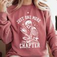 Just One More Chapter Skeleton Reading Book Comfort Colors Sweatshirt Orchid
