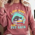 I Just Want To Read Books And Pet Cats Cat Book Lovers Comfort Colors Sweatshirt Orchid I Just Want To Read Books And Pet Cats Cat Book Lovers Comfort Colors Sweatshirt Orchid