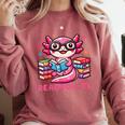 Kawaii Axolotl Readsolotl Book Lover Reading Bookworm Girls Comfort Colors Sweatshirt Orchid