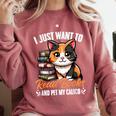 Kawaii Feline Book Reading Read Books Pet My Calico Cat Men Women Comfort Colors Sweatshirt Orchid