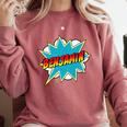 Kids Boys Benjamin Name Personalized Superhero Comic Book Comfort Colors Sweatshirt Orchid