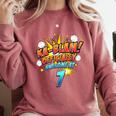 Kids Ka-Blam 7 Year Old Boys 7th Birthday Comic Book Super Hero Comfort Colors Sweatshirt Orchid
