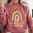 Leopard Teacher Wild About Reading Books Reader Librarian Comfort Colors Sweatshirt Orchid