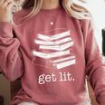 Let's Get Lit Books Comfort Colors Sweatshirt Orchid
