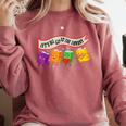 Librarian Let's All Go To The Library Cute Groovy Book Lover Comfort Colors Sweatshirt Orchid
