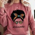 Librarian Teacher Messy Bun Life Book Library Back To School Comfort Colors Sweatshirt Orchid