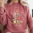 Library Books Christmas Tree Teacher Xmas Snowflake Comfort Colors Sweatshirt Orchid Library Books Christmas Tree Teacher Xmas Snowflake Comfort Colors Sweatshirt Orchid