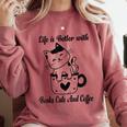 Life Is Better With Books Cats And Coffee Shirt Comfort Colors Sweatshirt Orchid Life Is Better With Books Cats And Coffee Shirt Comfort Colors Sweatshirt Orchid