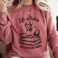 Life Is Better With Cats & Books Sphynx Cat Mom Women Comfort Colors Sweatshirt Orchid